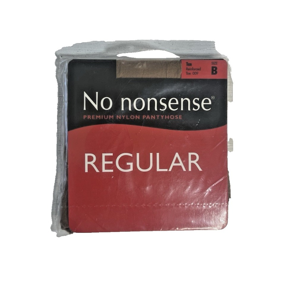 No Nonsense Pantyhose Regular Size B Tan Reinforced Toe Nylon
